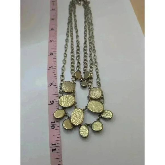 Chicos Muted Goldtone Navy Multi Strand Statement Necklace - Picture 6 of 7